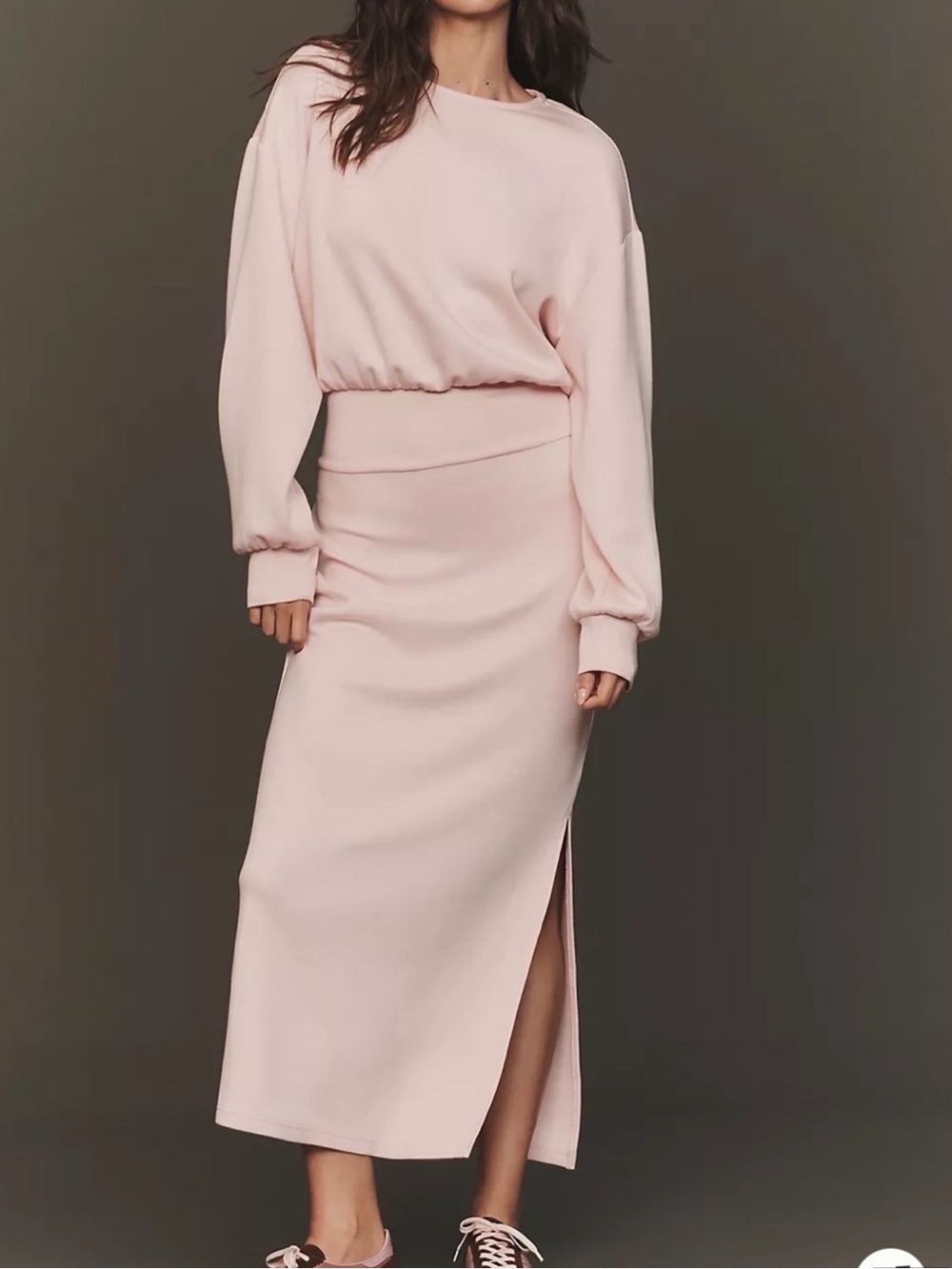 Anthropology Daily Practice Light Pink Long Sleeve Midi Dress!‎